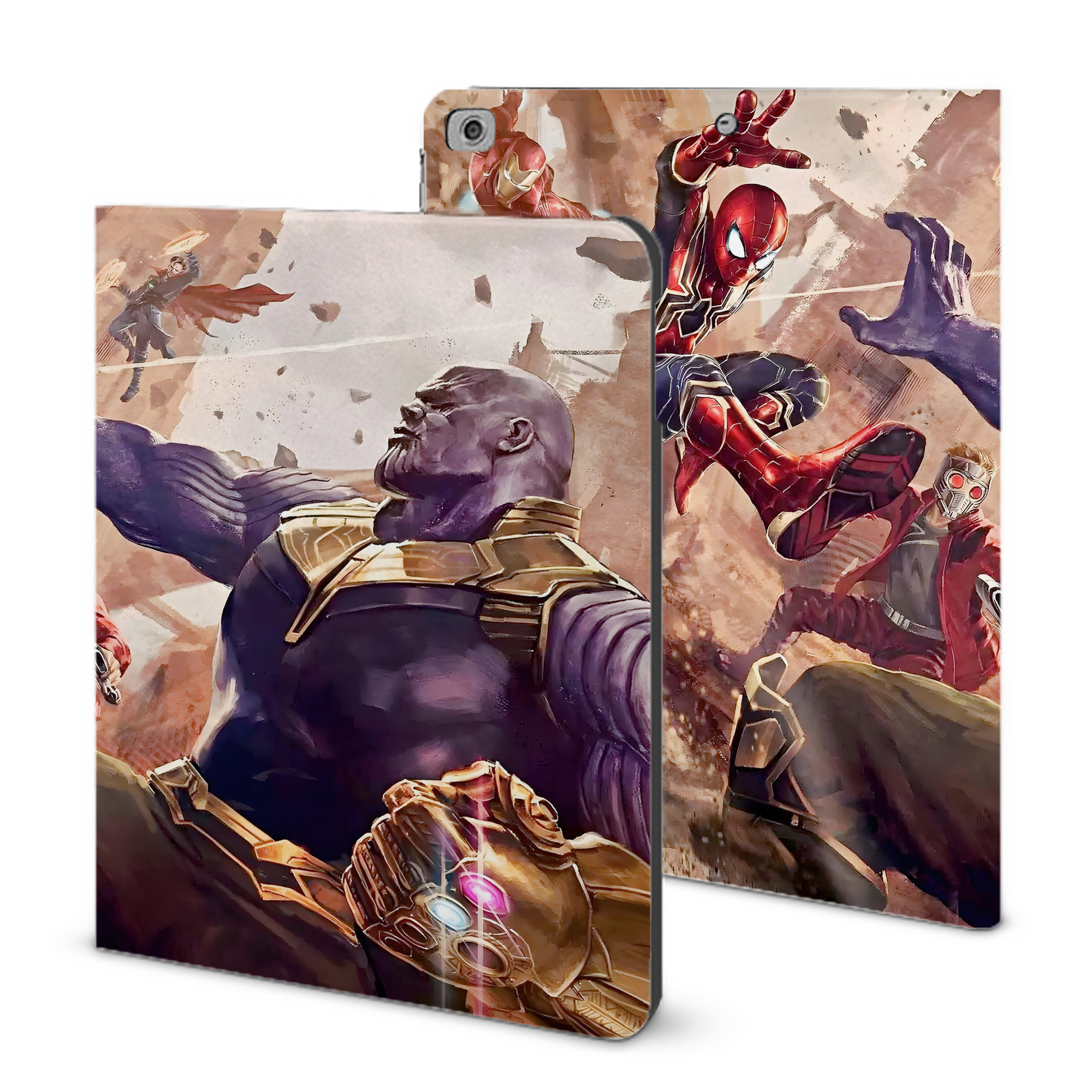 （画像用） アベンジャーズ The Avengers IPad ケース ブック型 PUレザー TPU 耐衝撃 軽量 薄型 ペン収納なし 全面保護 IPad 各モデル対応